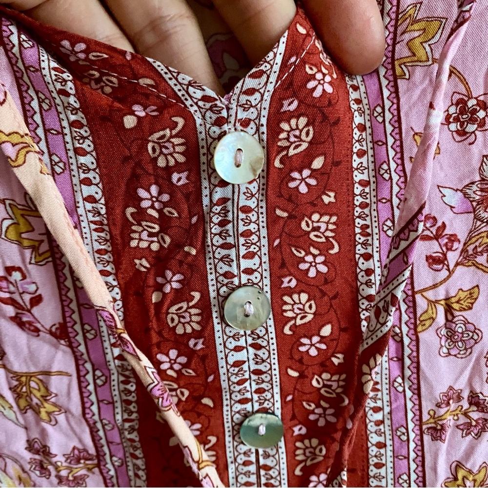 BOHO Floral Pink and Cream Dress With Tassel Detail 🌸 - Picture 9 of 14